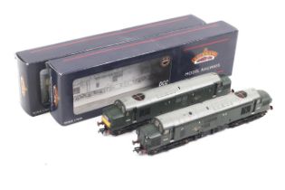 Two Bachmann class 37 OO gauge diesel locomotives. Both BR green liveries, nos.