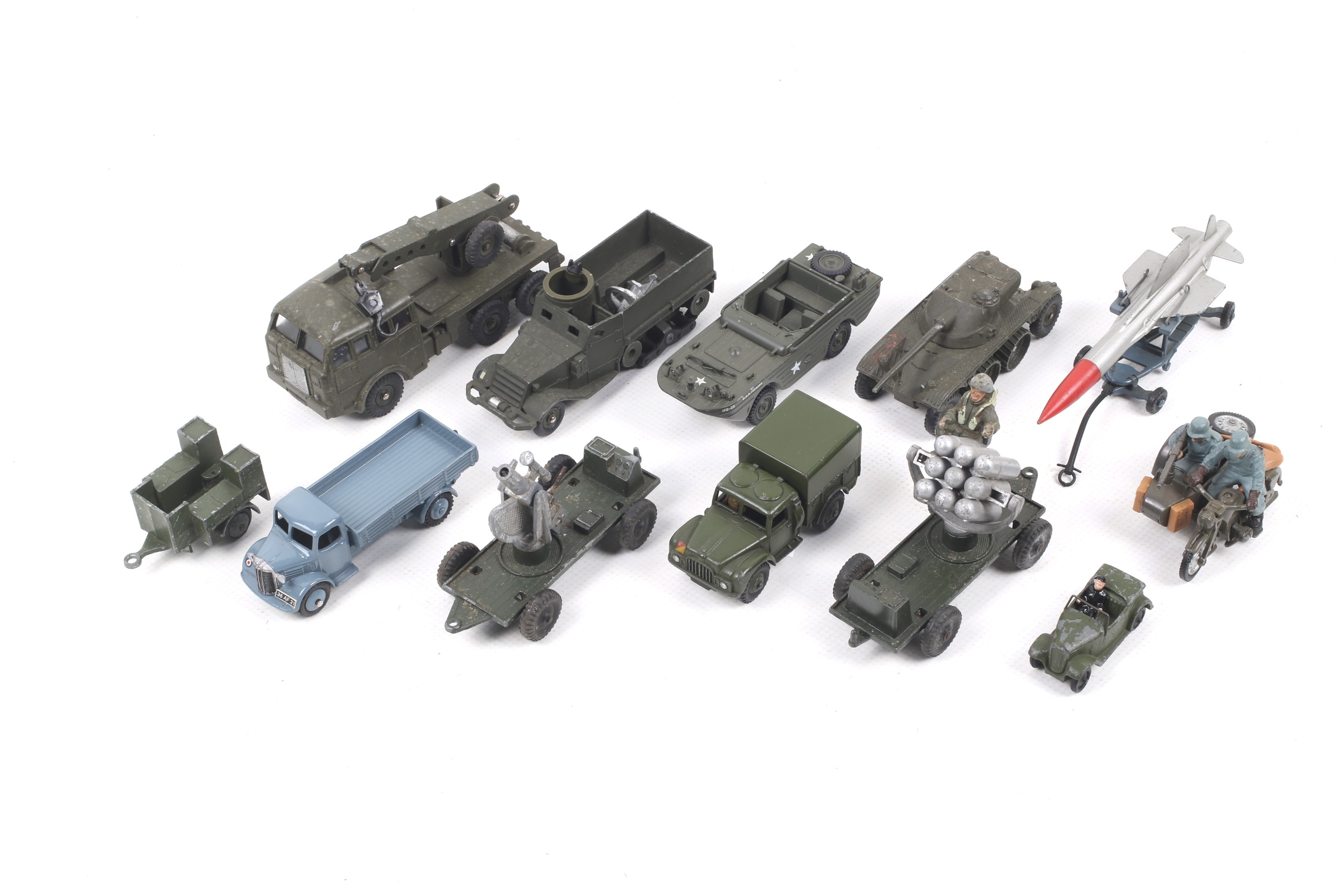 A collection of diecast metal military vehicles.