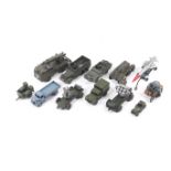 A collection of diecast metal military vehicles.