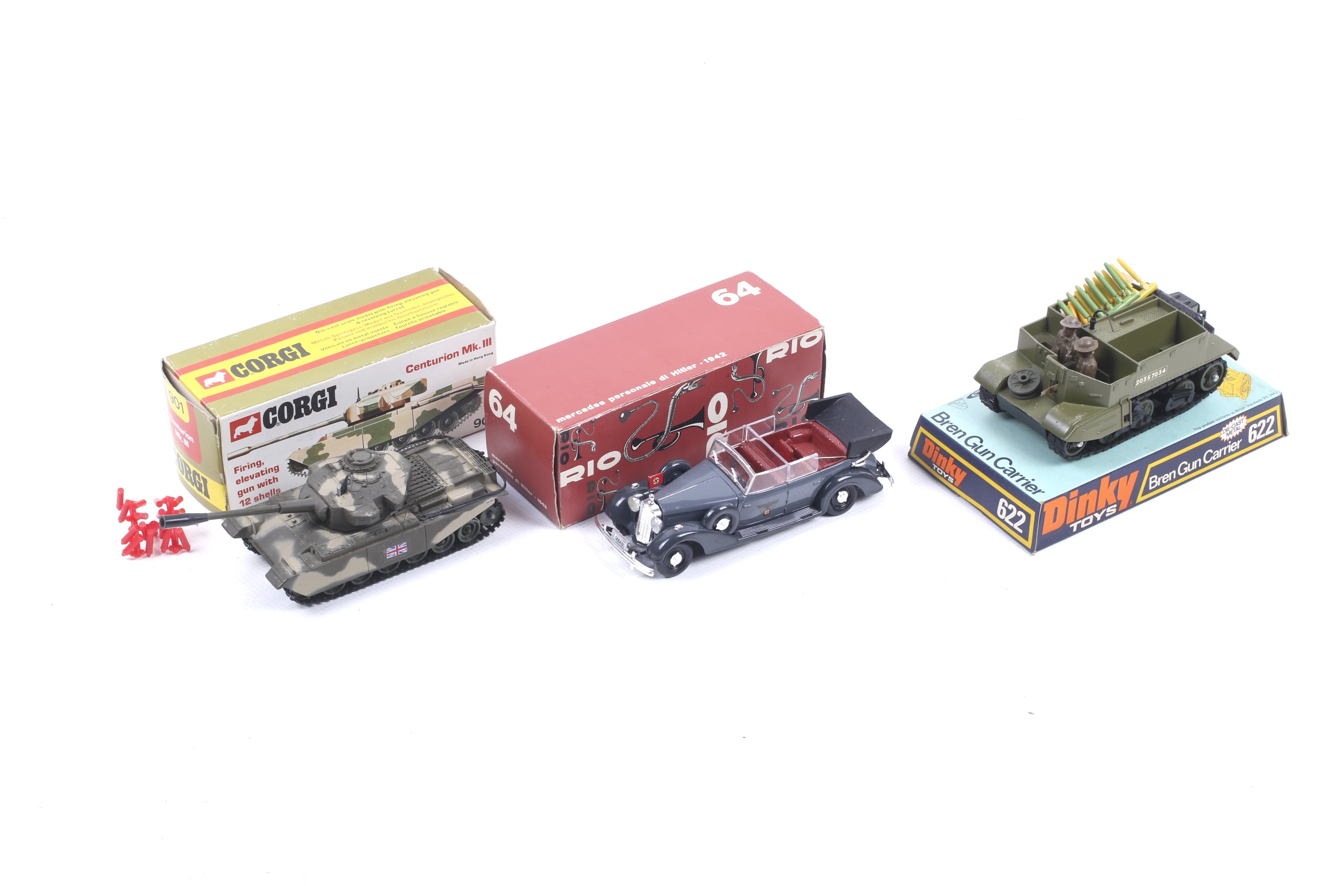 Three diecast military vehicles. Comprising one Corgi Centurion MkIII tank no.