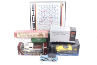 Six diecast models. Including Mercedes-Benz 540K, a Ford 1934 Pickup and a Panoz AIV Roadster, etc.