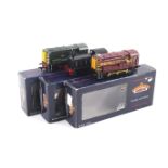 Three Bachmann OO gauge diesel shunting engines. Comprising one BR class 08 no.