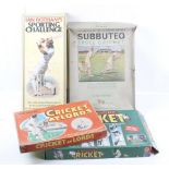 A group of cricket tabletop games.