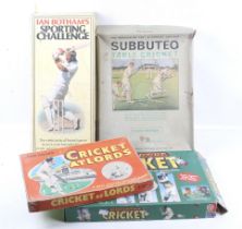 A group of cricket tabletop games.