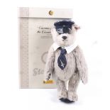 A Steiff 'Captain Mack' the Concorde bear. Dressed with blue hat and tie, sold in original box.