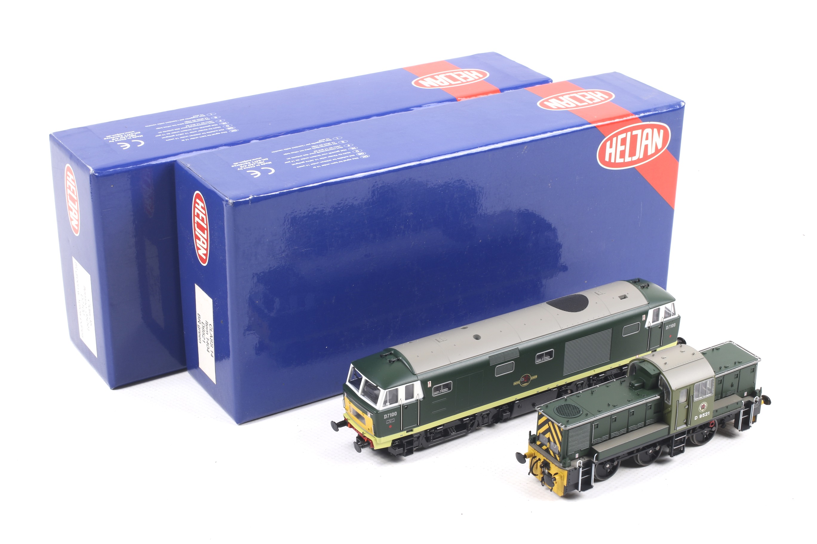 Two Heljan OO gauge diesel locomotives. Comprising one BR class 35 no. D7100 and one BR class 14 no.