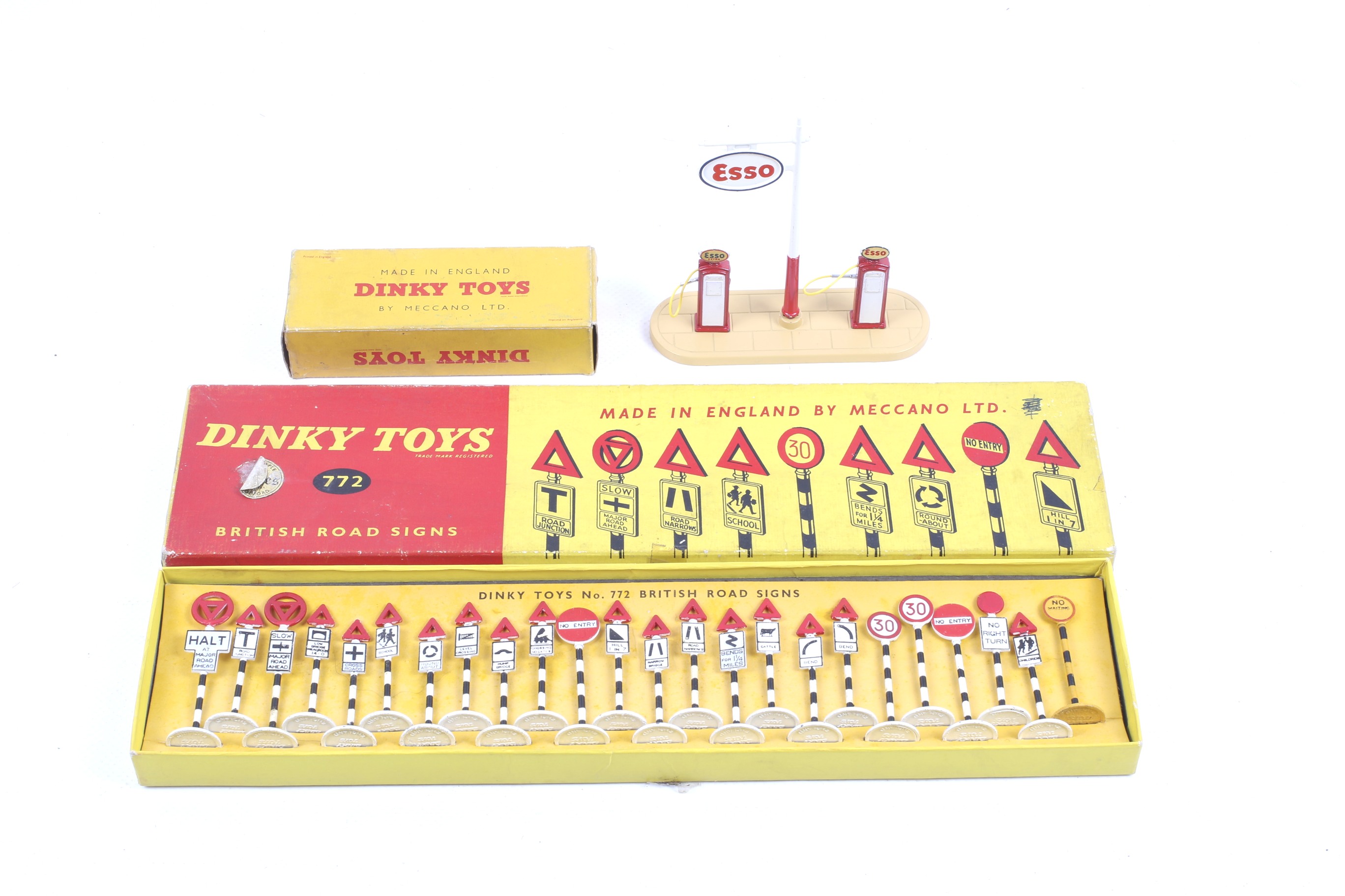 Two Dinky diecast road accessories sets. Comprising one British Road Signs set no.