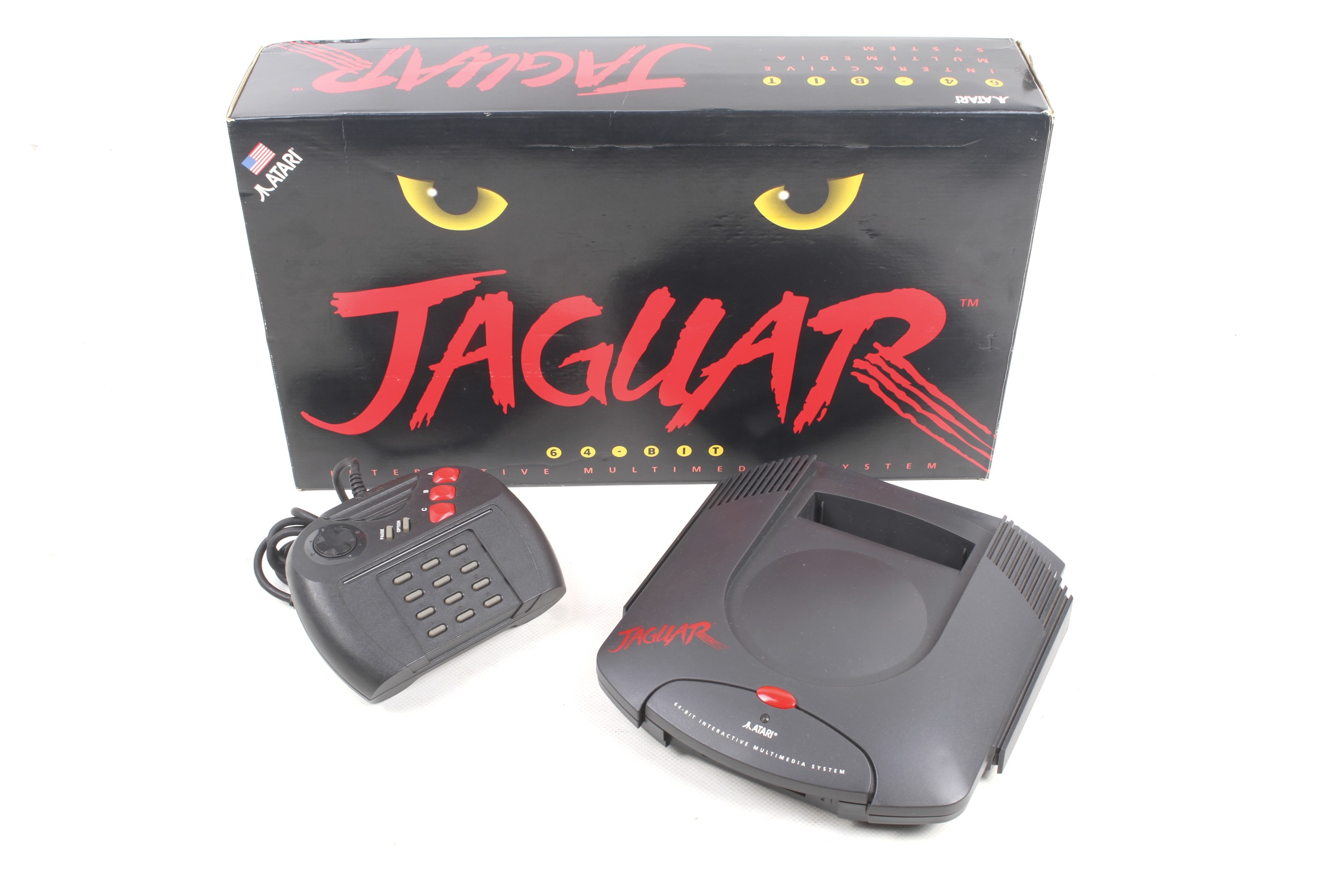 An Atari Jaguar interactive multimedia system.