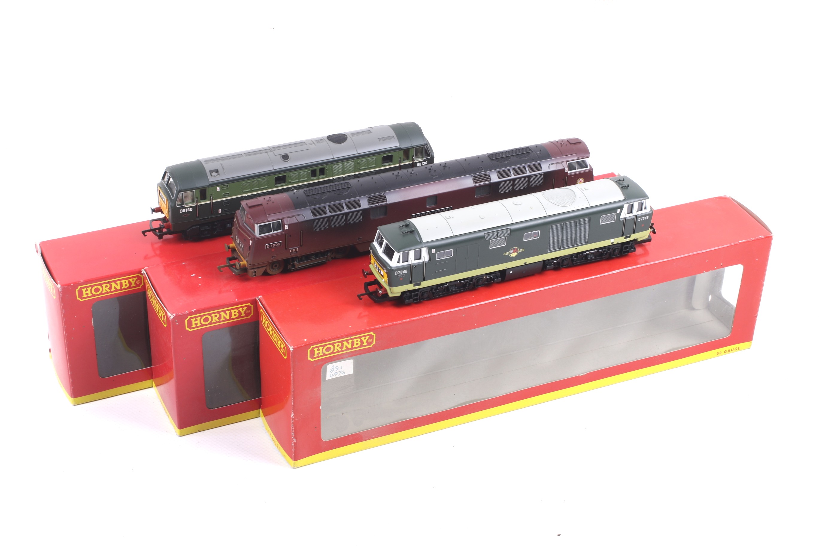 Three Hornby OO gauge diesel locomotives. Comprising one BR class 35 no. D7046, one BR class 52 no.