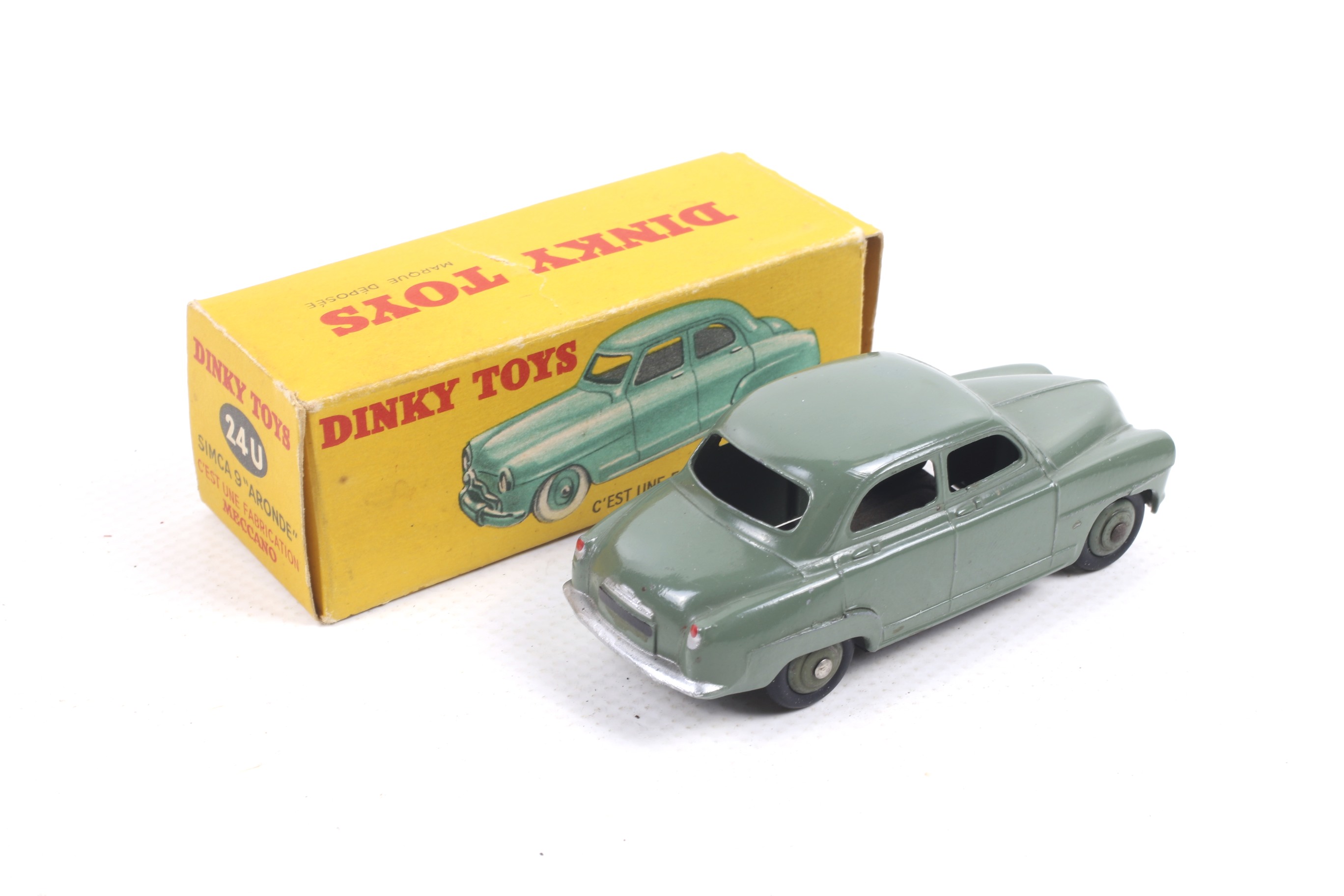 A French Dinky diecast Simca 9 'Aronde'. No. 24U, with green body and chrome trim, in original box. - Image 2 of 2