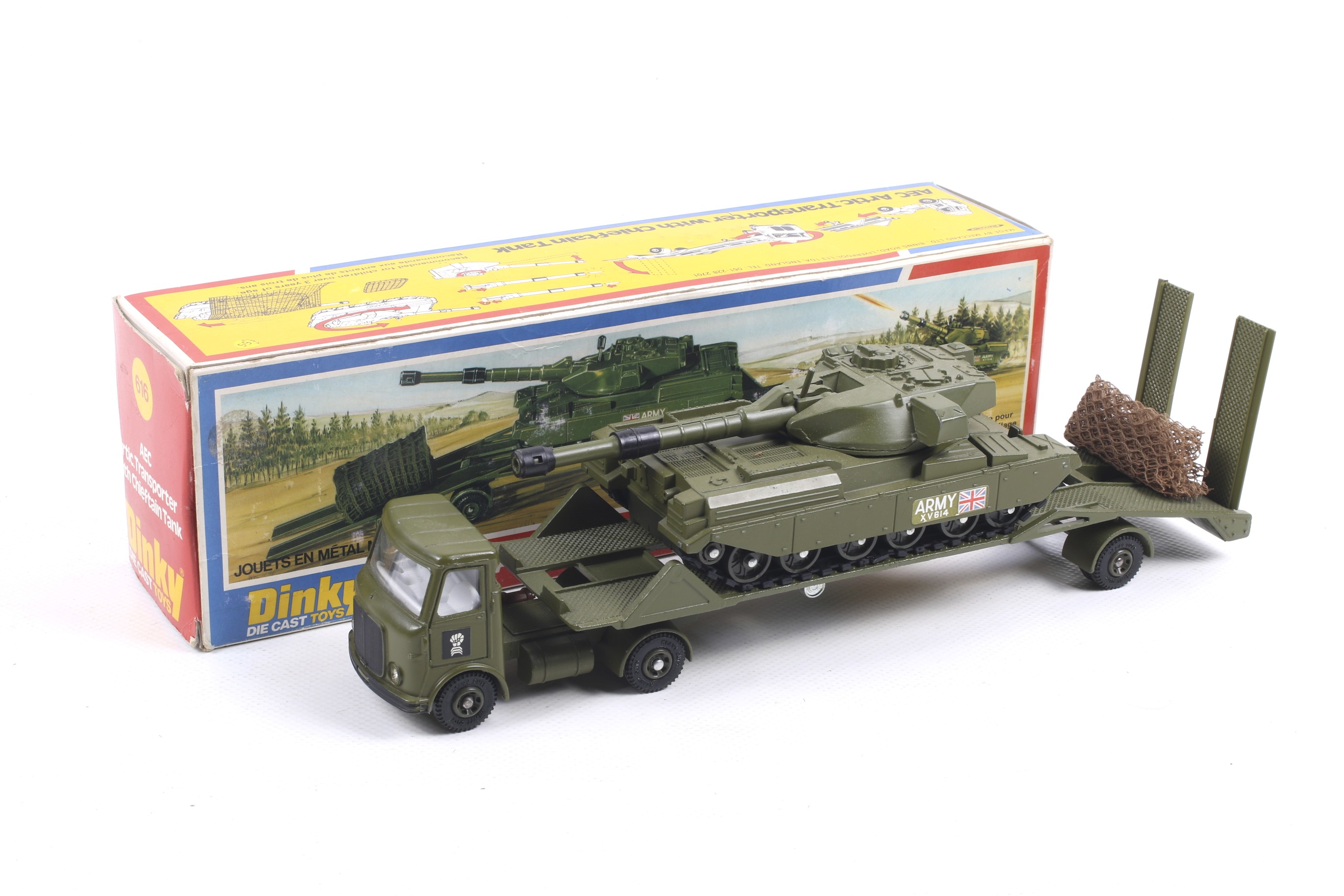 A Dinky diecast AEC Arctic Transporter and Chieftain Tank. No.