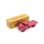 A Dinky diecast Fordson Thames Flatbed Truck. No. 422, red body and wheels, in original box.