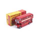 A Dinky diecast Routemaster Bus. No. 289, in red with Madame Tussauds decals, in original box.