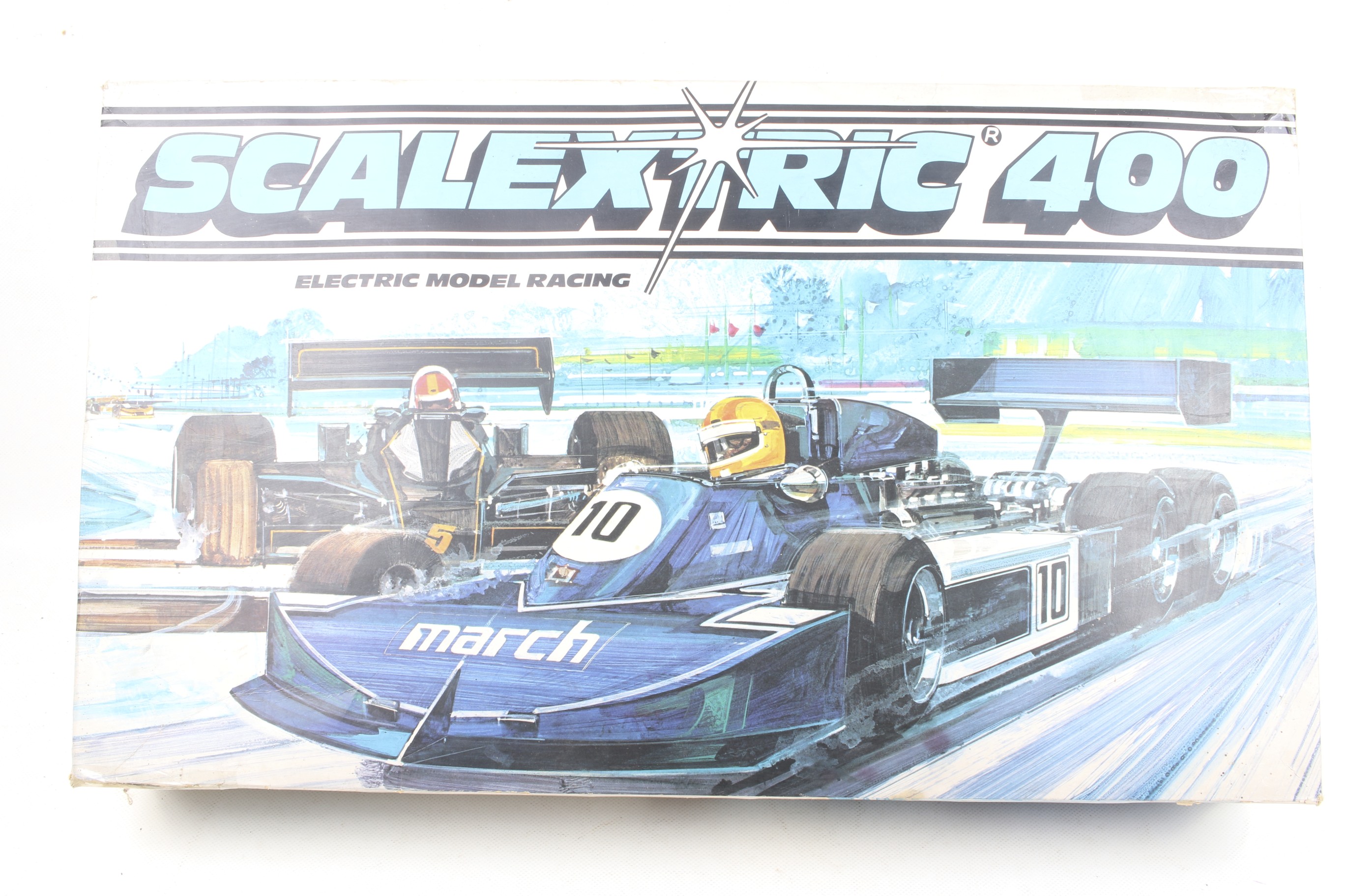 A Scalextric 400 slot car racing set.