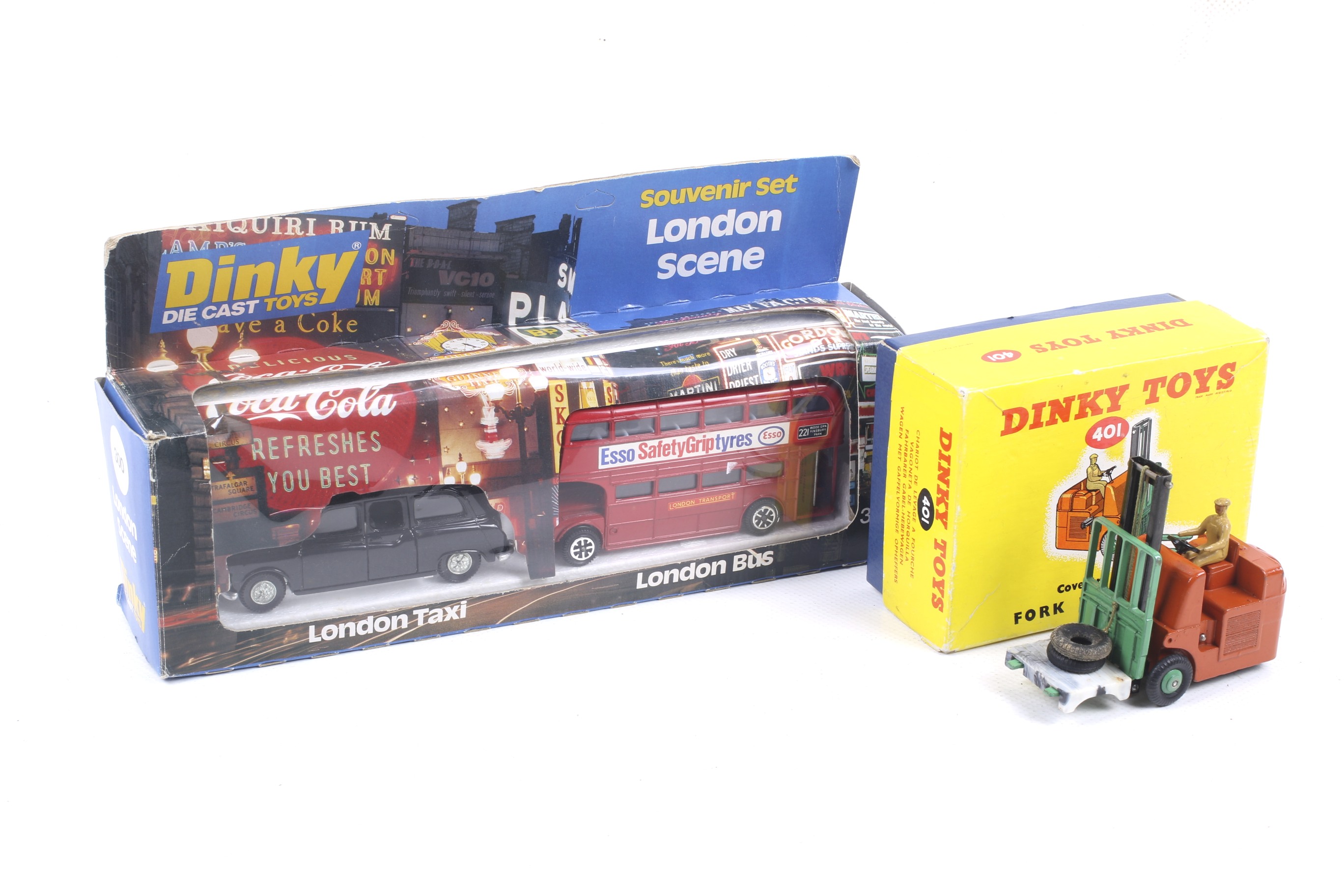 Two Dinky diecast Model vehicles. Comprising one Fork Lift Truck no.