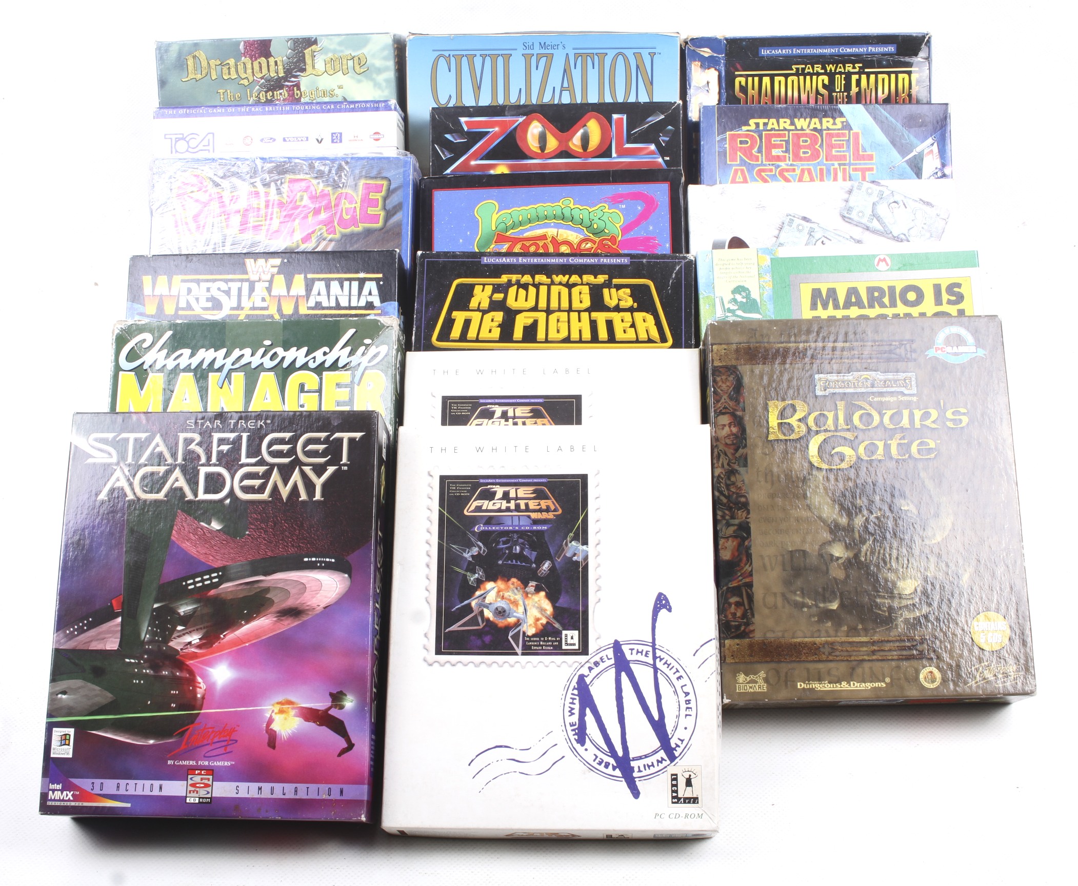 A collection of vintage PC computer games.