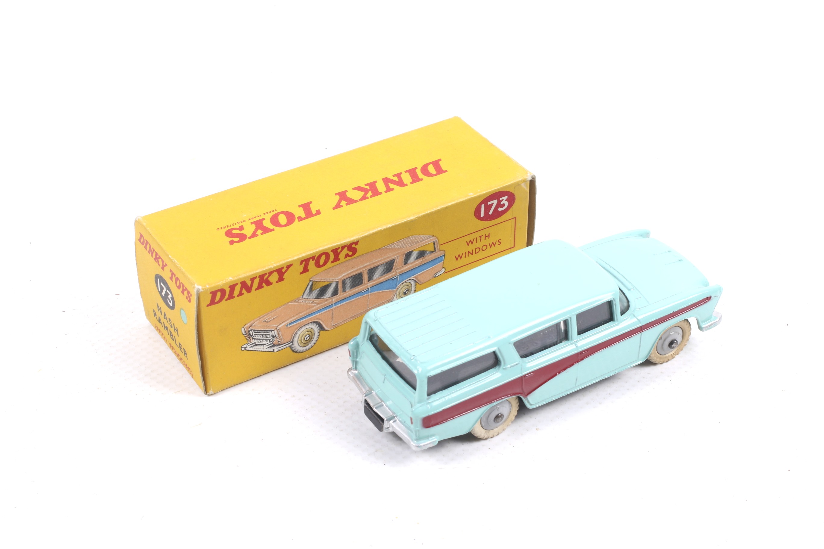 A Dinky diecast Nash Rambler. No. 173, with blue body and red trim, in original box. - Image 2 of 2
