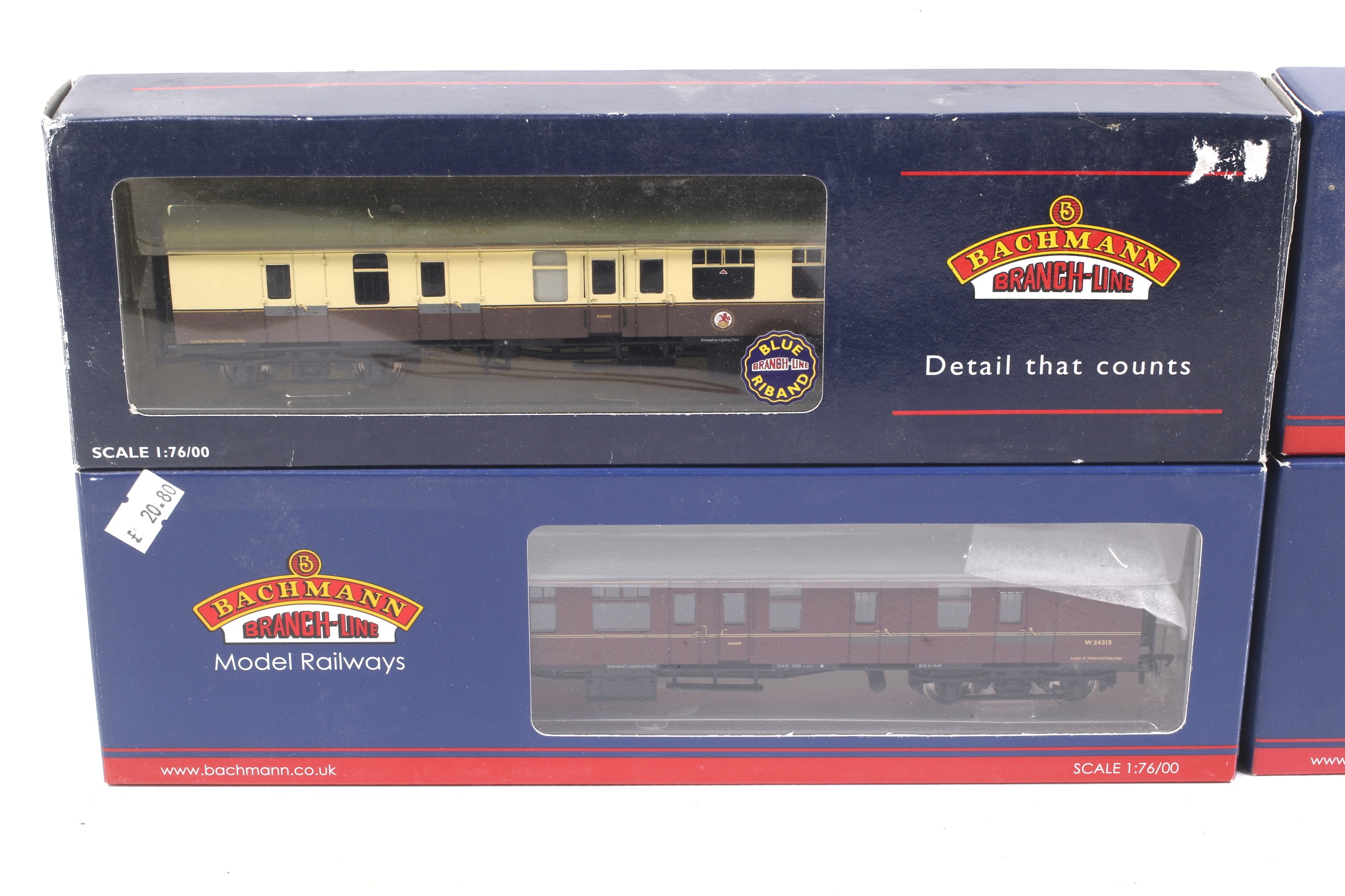 Four Bachmann BR OO gauge Mk1 coaches. In maroon and chocolate and cream, in original boxes. - Image 2 of 3