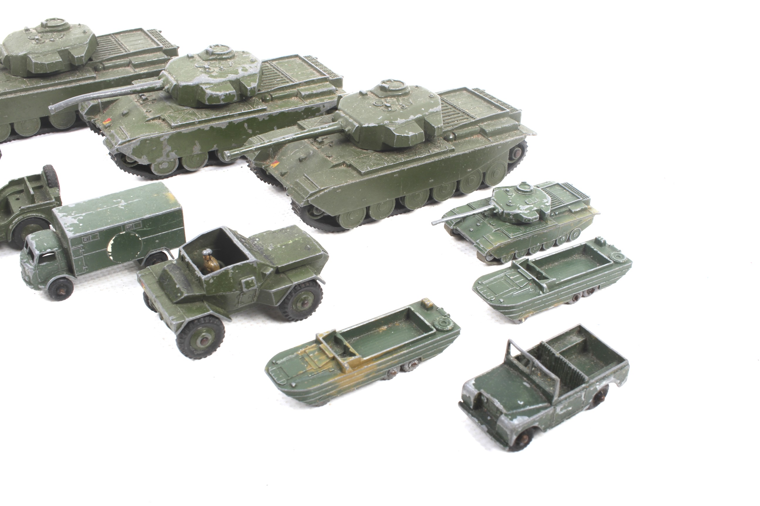 Eleven diecast military vehicles. Mainly Dinky, noting tanks, cars and lorries etc, all unboxed. - Image 3 of 3