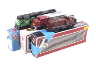 Three OO gauge diesel locomotives. Comprising one Lima MG no.