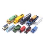 Thirteen diecast model vehicles. Mainly Dinky noting Foden truck, petrol tanker etc, all unboxed.