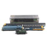 A collection of OO gauge locomotives.