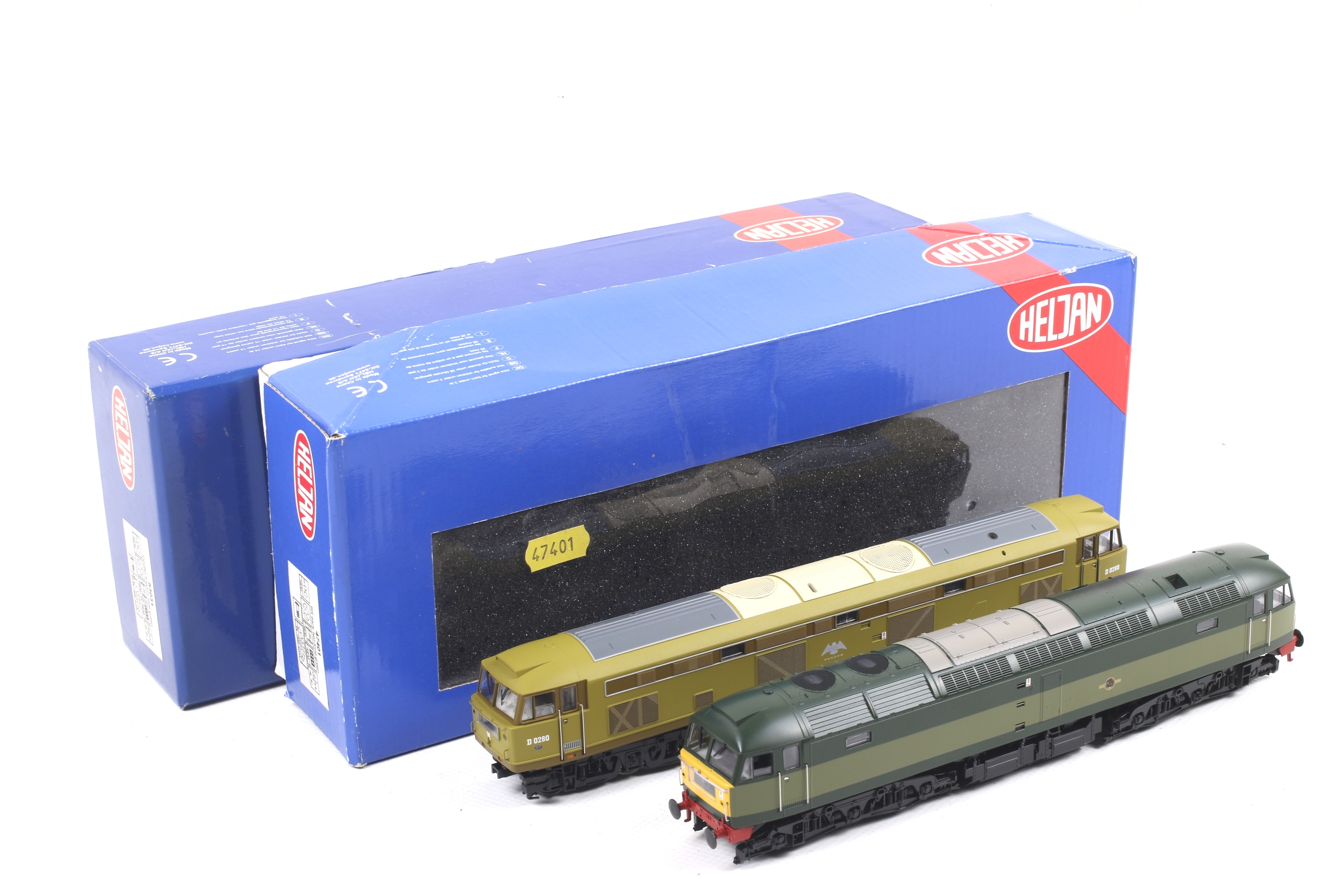 Two Heljan OO gauge diesel locomotives. Comprising one Falcon no. D0280 and one BR class 47 no.