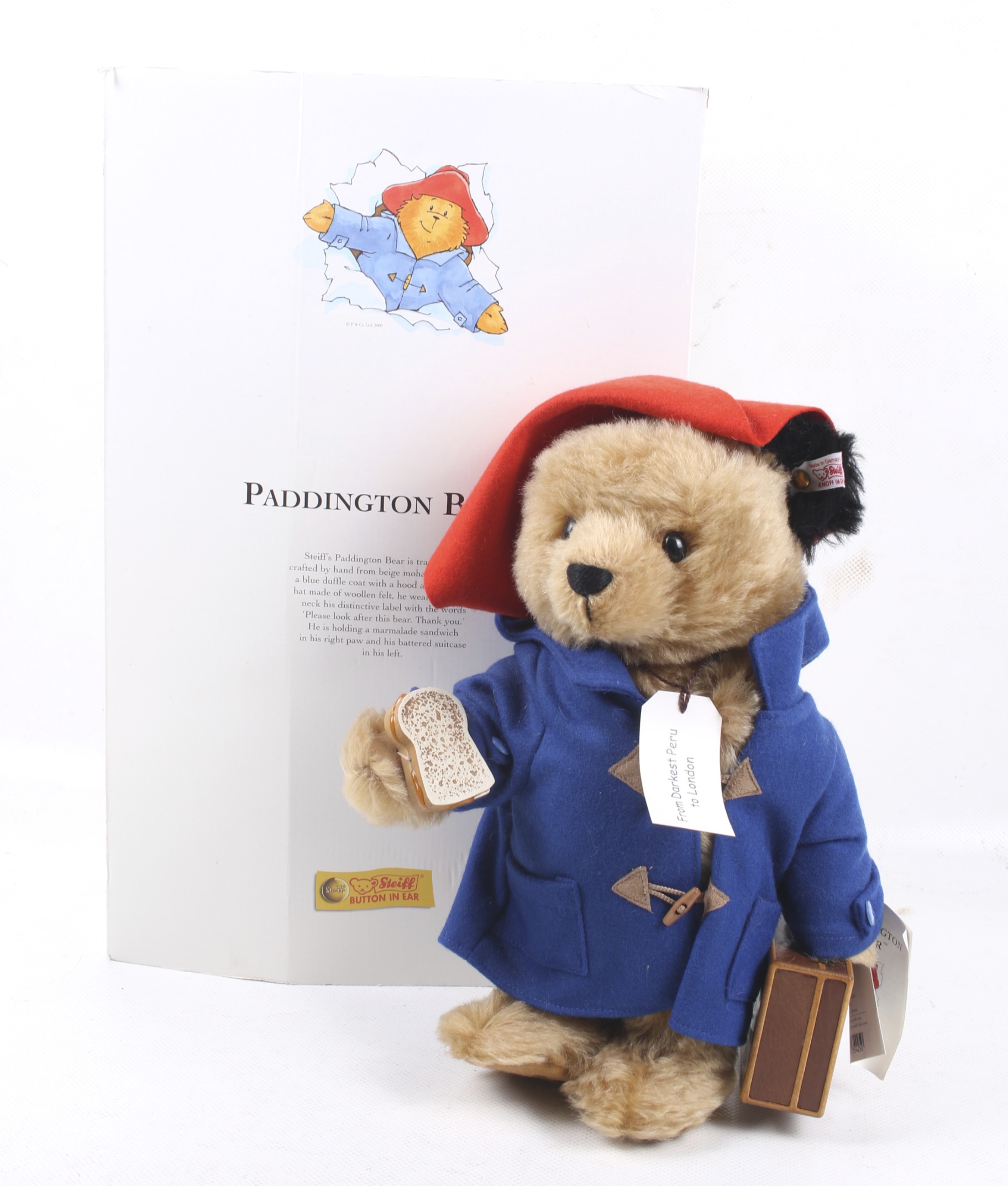 A Steiff Paddington bear teddy bear.