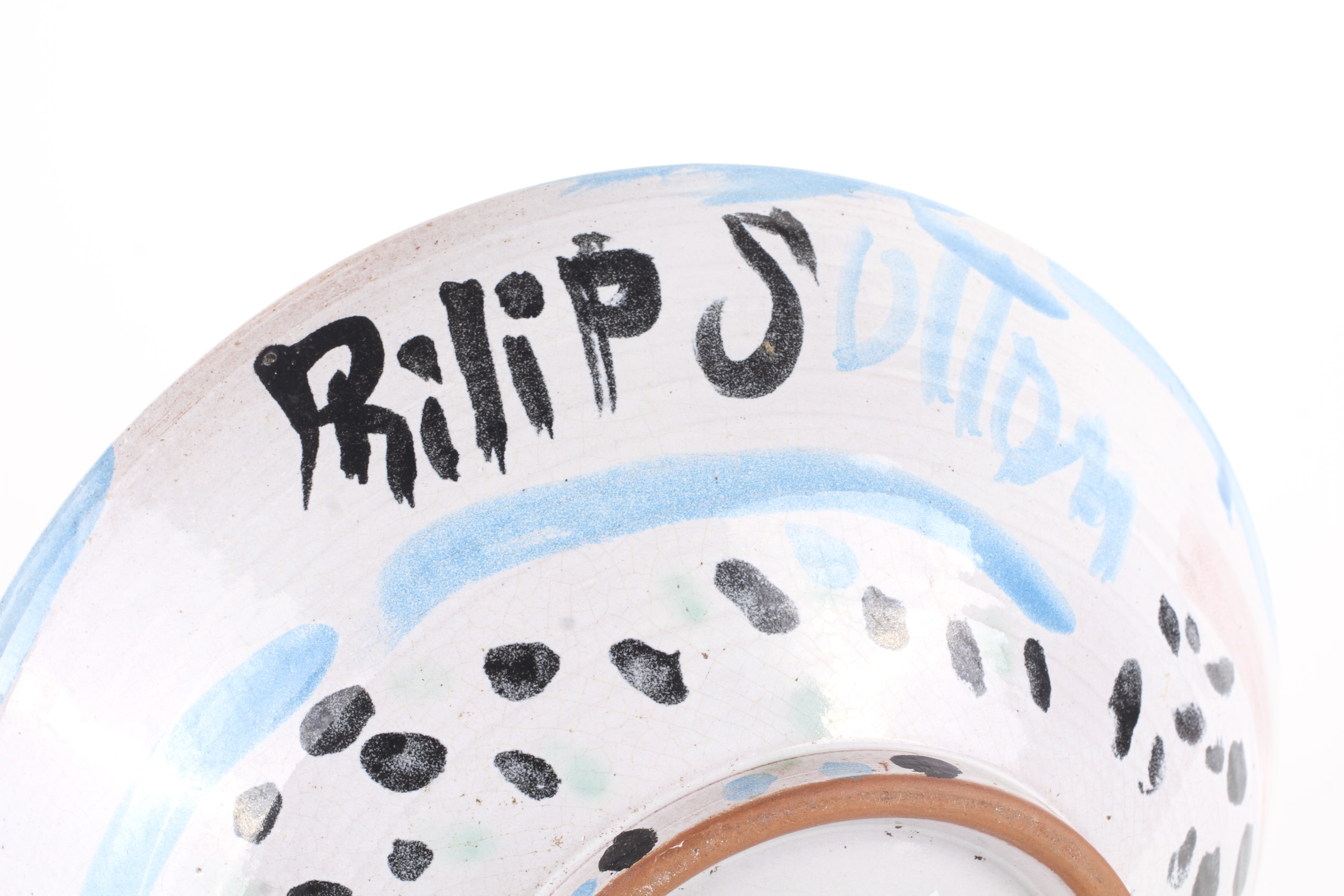 Philip Sutton (born 1928) hand painted studio pottery bowl. - Image 2 of 2