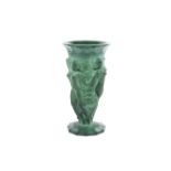 A circa 1930s Art Deco moulded green malachite glass vase, attributed to Curt Schlevoght.