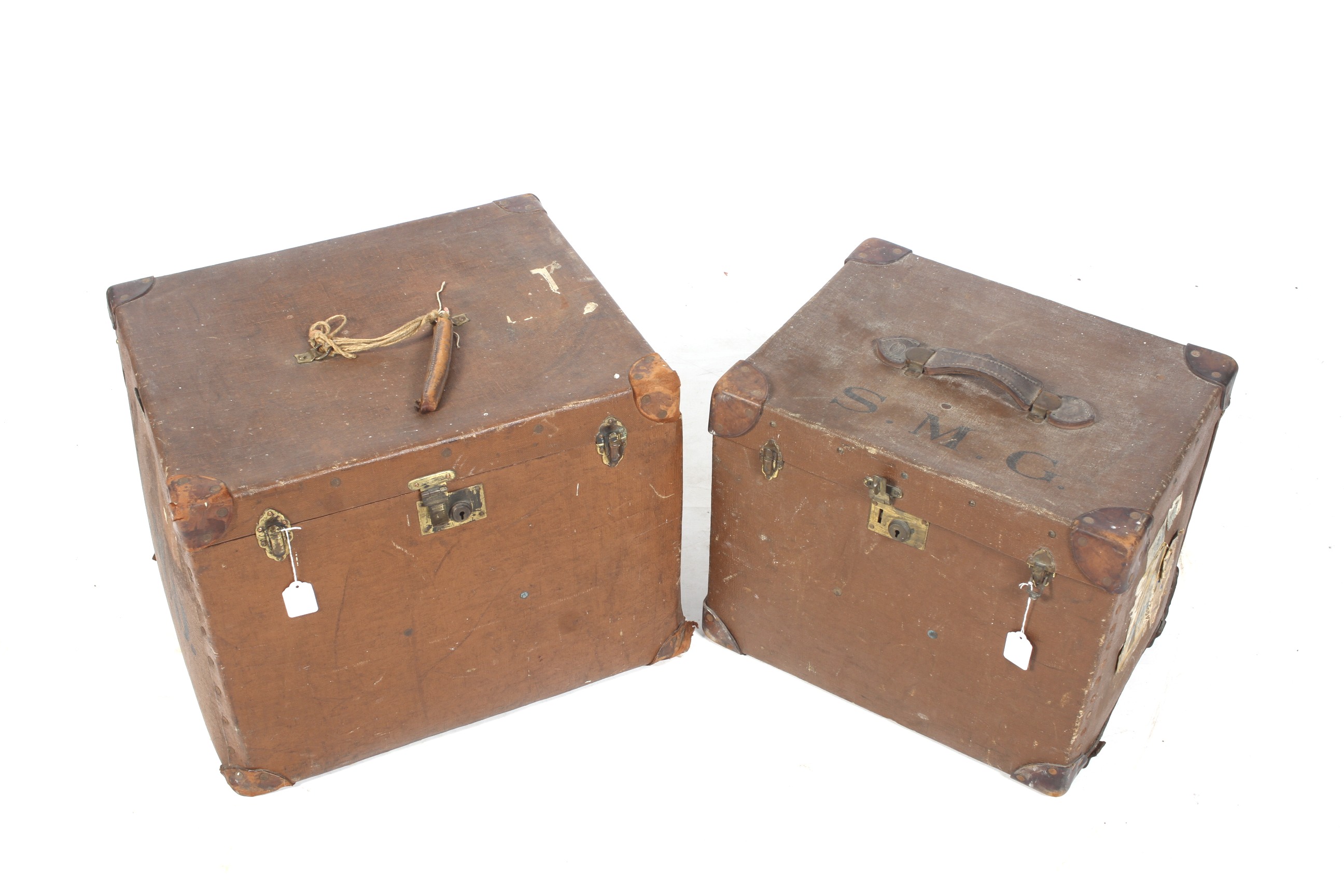 A vintage set of travelling luggage of two cases.