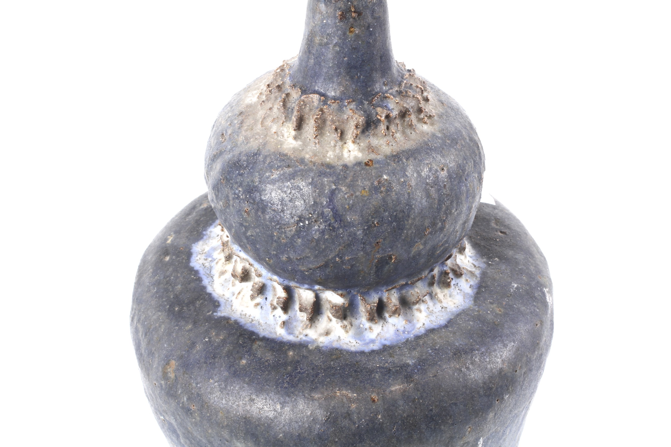 A studio Art Pottery lamp base. With a blue grey drip glaze. - Image 2 of 2