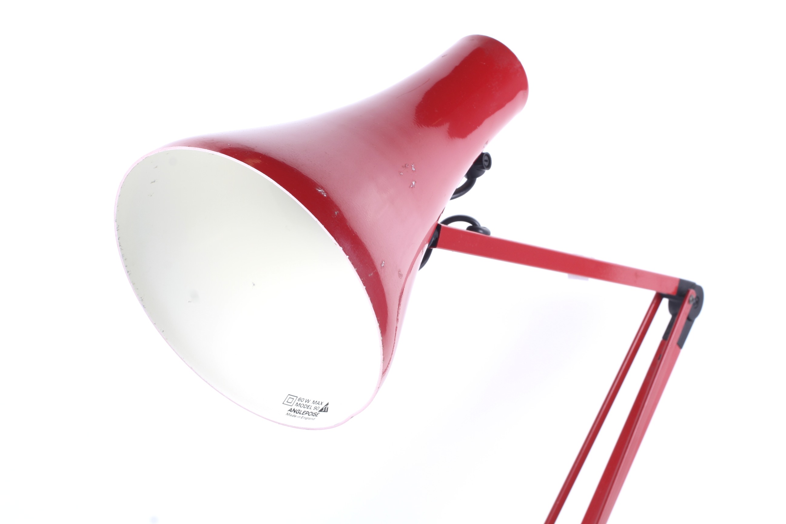 A late 20th century red Anglepoise model 90 by Herbert Terry lamp. On a round domed weighted base. - Image 2 of 2