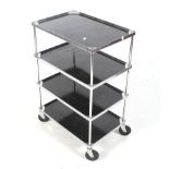 A mid-century chrome drinks trolley.