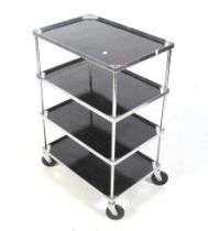 A mid-century chrome drinks trolley.