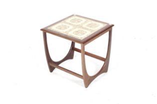 A mid-century G-Plan (red label) tile top occasional table.