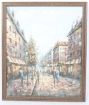 Henri Rogers oil on canvas. Depicting a street scene, signed (lower right), 60.