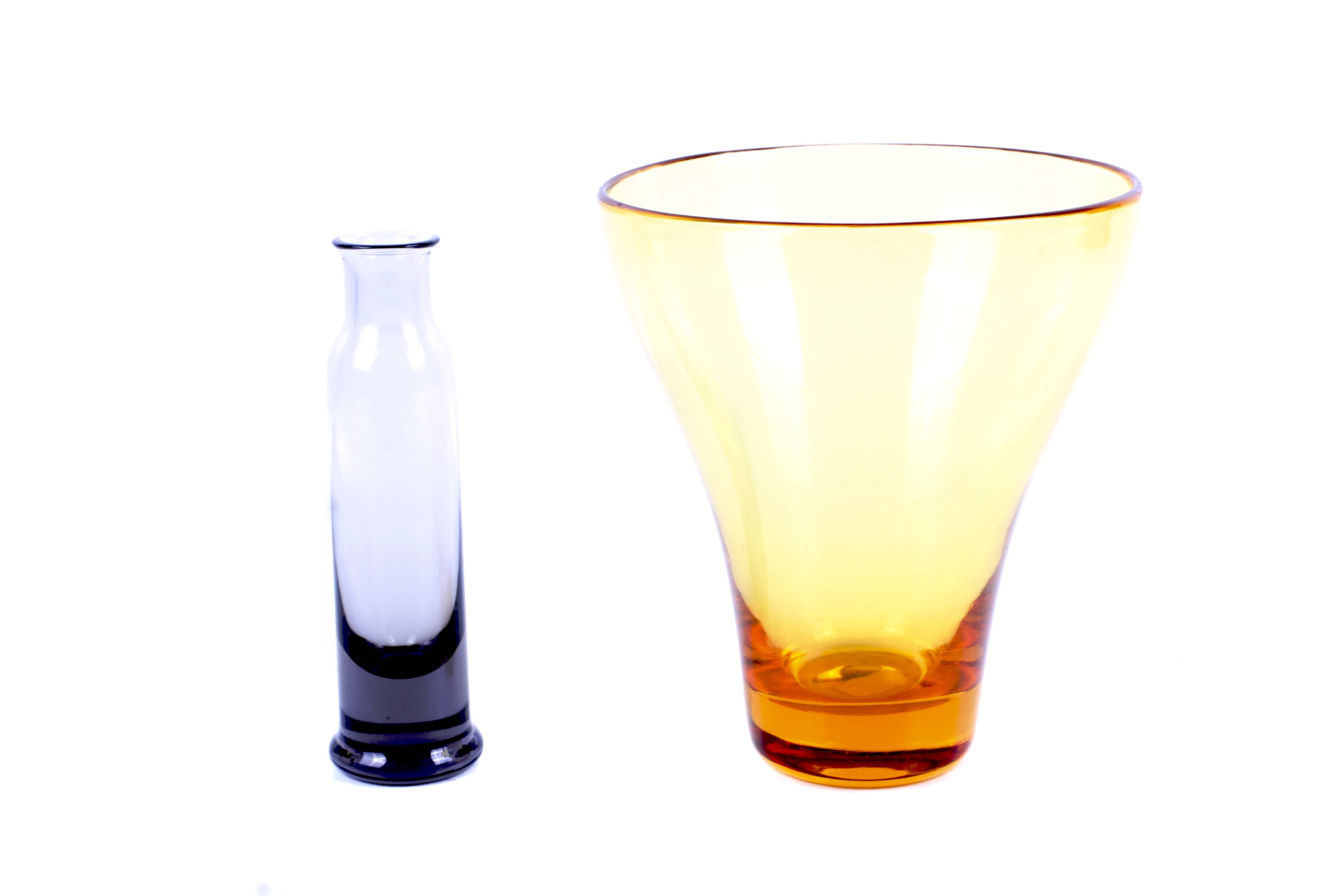 Two mid-century glass vases.