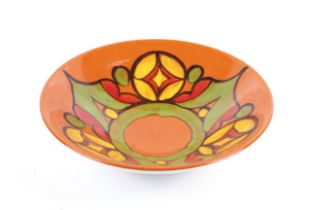 A mid-century Poole Pottery Delphis orange bowl. #58 indistict monogram.