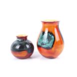 Two modern Poole Pottery 'living glaze' globular vases. Max.