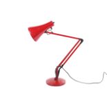 A late 20th century red Anglepoise model 90 by Herbert Terry lamp. On a round domed weighted base.