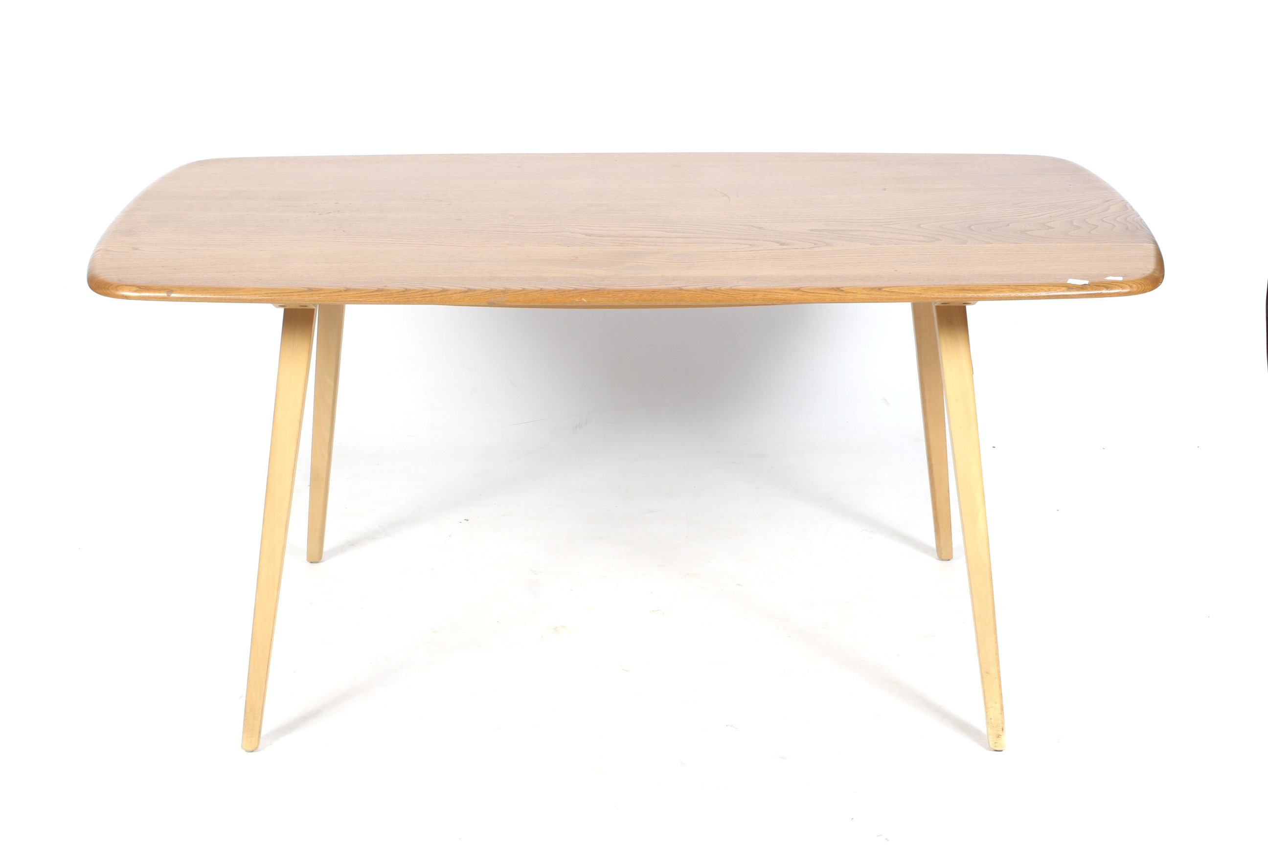 A mid-century Ercol (blue label) elm dining table.