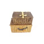 Two wicker picnic hampers.