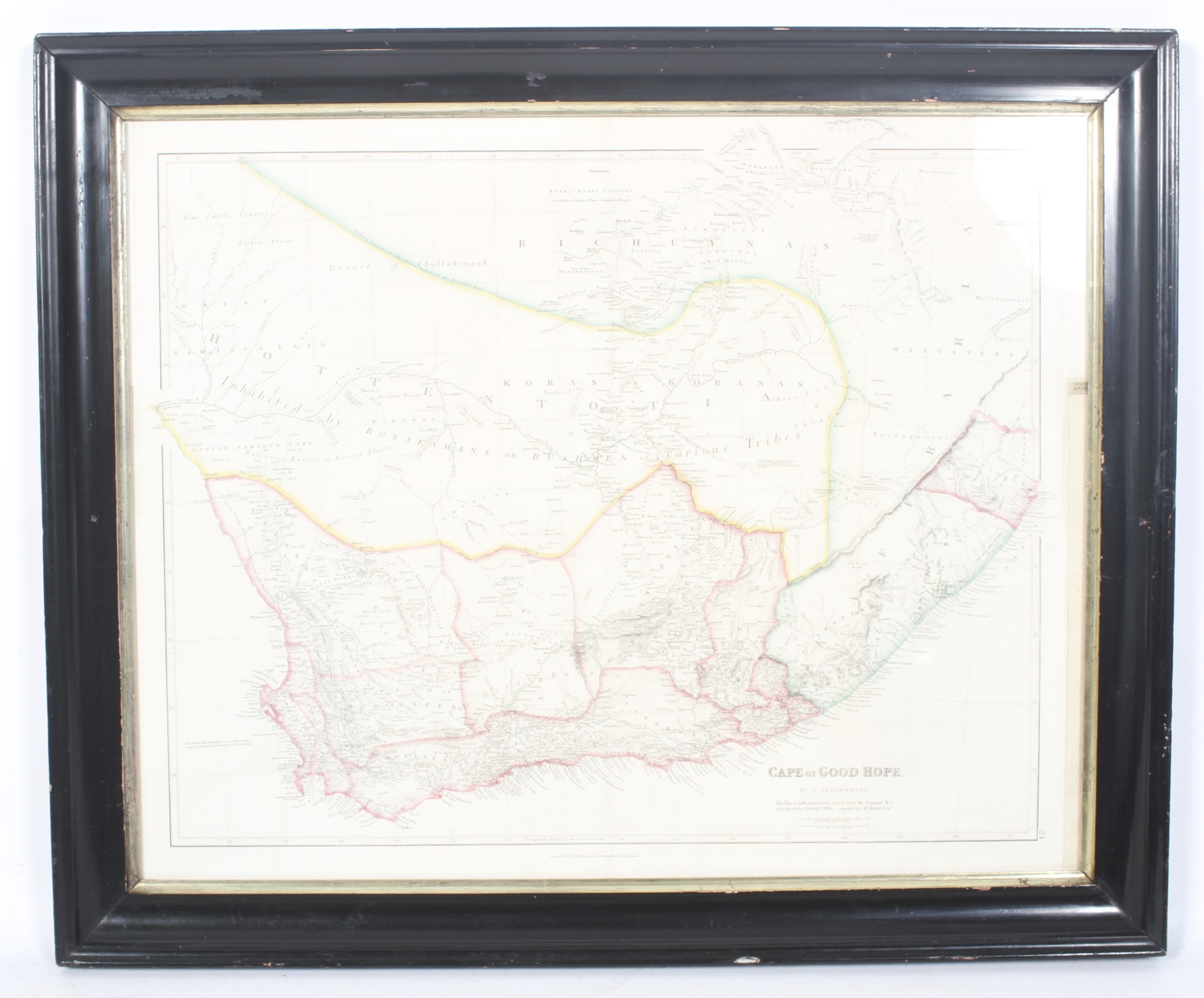 South Africa - a 19th century hand coloured map. Cape of Good Hope by J. Arrowsmith, dated 1842. - Image 2 of 2