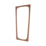 A Danish mid-century asymmetric wooden framed wall mirror. Stamped 'Made in Denmark' on the back.