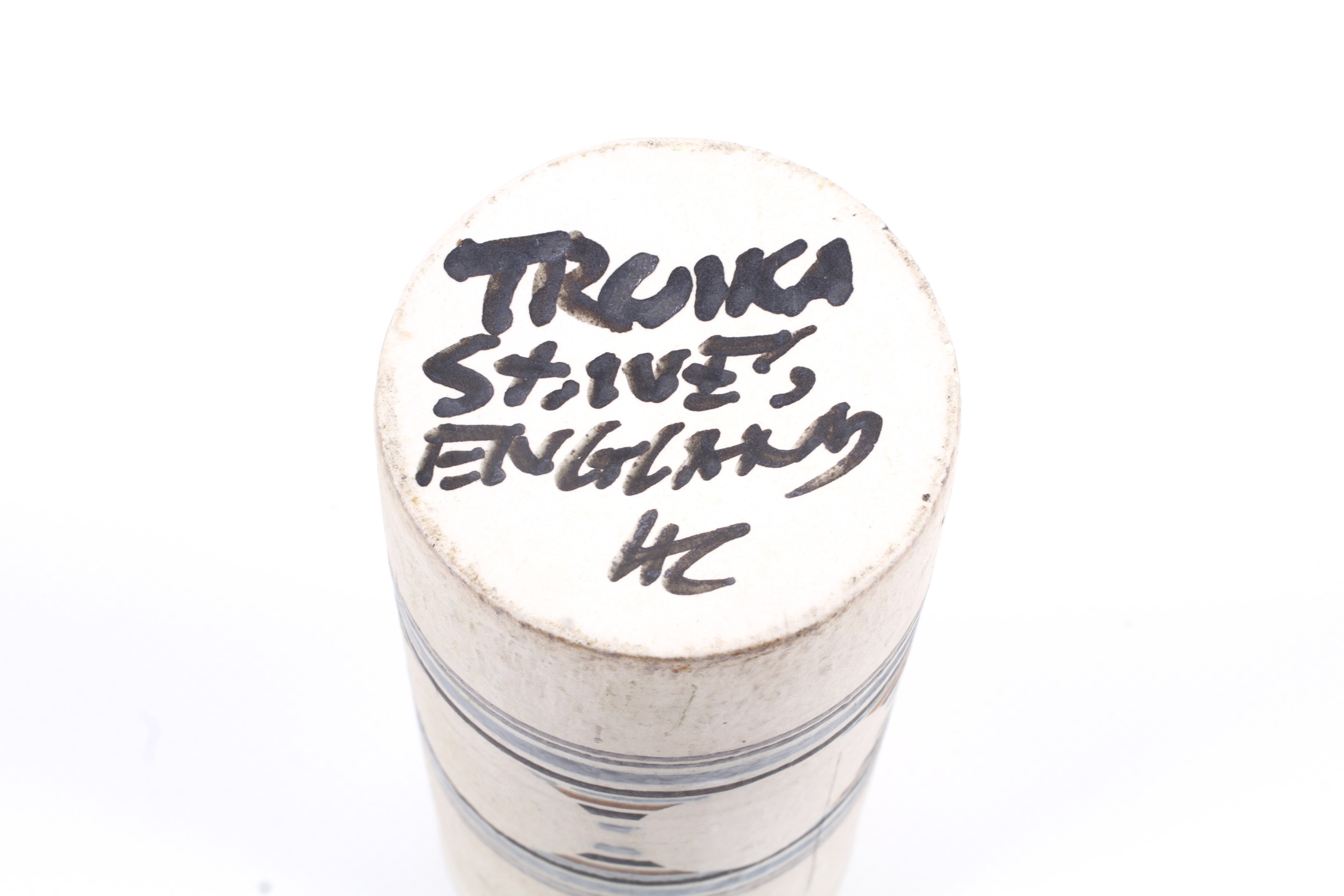 A circa 1960s Troika pottery cylinder vase. By Honor Curtis (HC) monogram to base, 'Troika, St. - Bild 2 aus 2