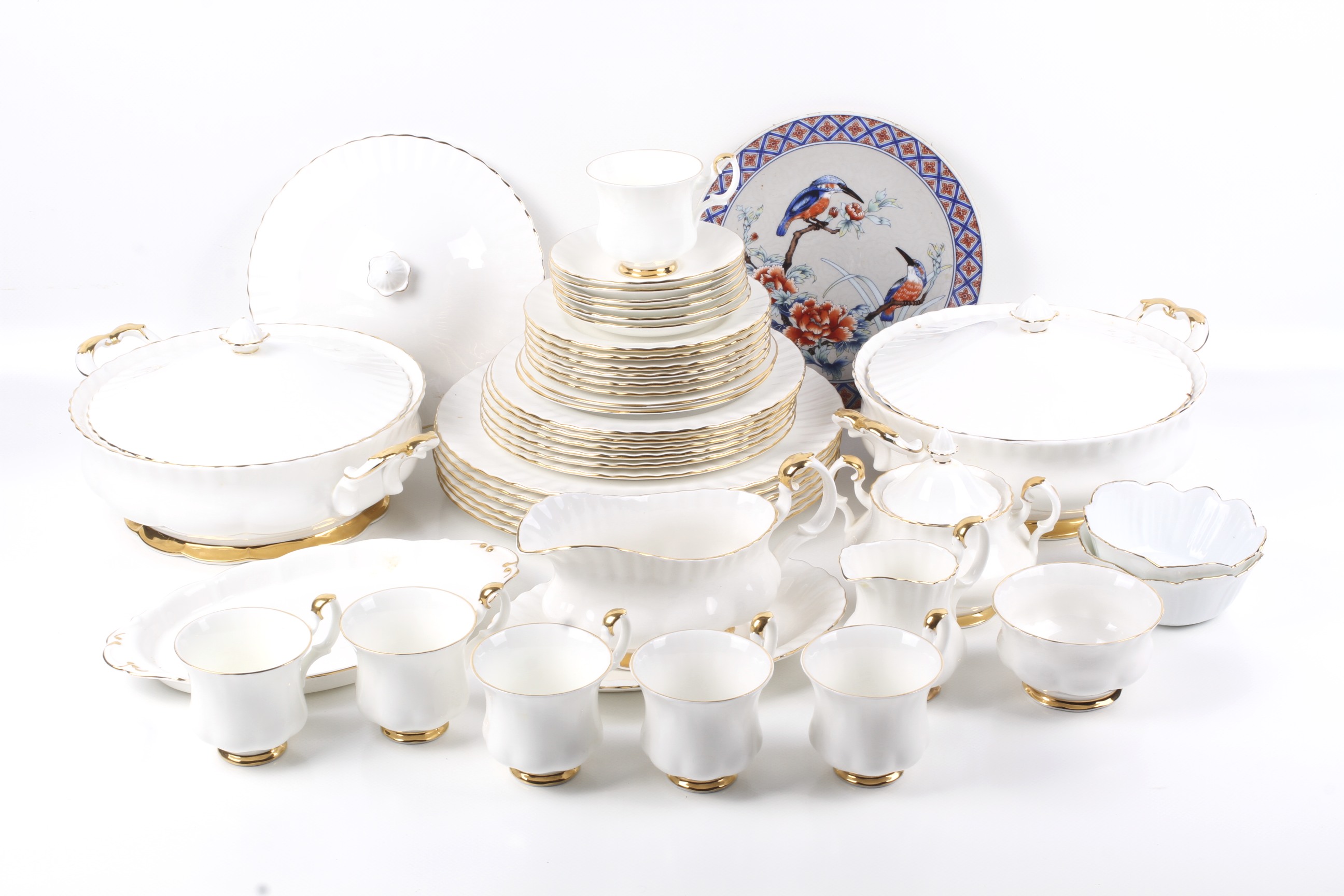 A Royal Albert Val D'ot white bone china coffee dinner service.