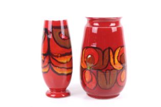 Two mid-century Poole Pottery Delphis vases.