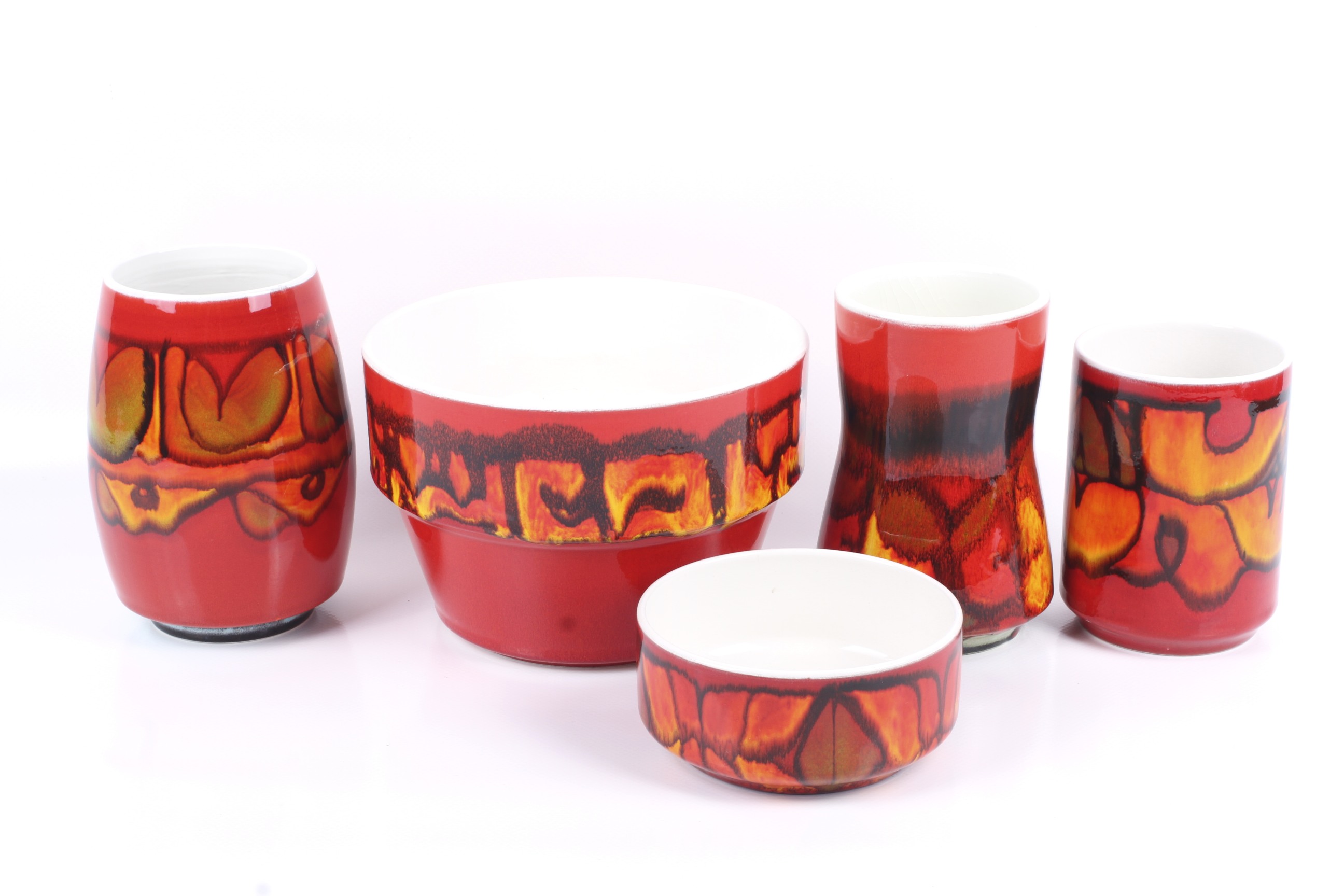 A collection of five assorted mid-century Poole Pottery Delphis items.