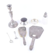 A collection of silver and silver mounted items.